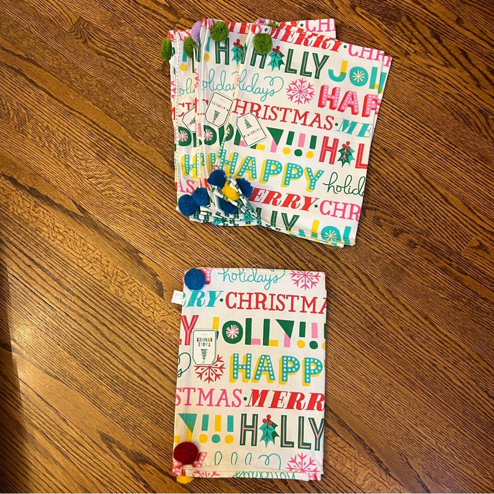 Target Bullseye Christmas Placemats (6 each) and Table Runner (1 each) NWT